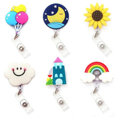 Color Rainbow And Moon Retractable Badge Holder Reel Exhibition Enfermera Student Girl Boy Name Cards Hospital Office Chest Card ► Photo 1/6