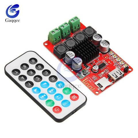 TPA3116 2x50W Wireless Bluetooth 4.0 Audio Receiver Board USB TF Card Slot Stereo Amplifier Module DC 8-26V with Remote Control ► Photo 1/6