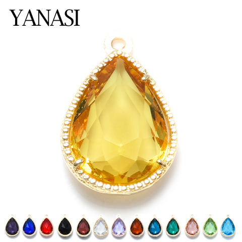 2 Pieces Teardrop Crystal Glass Charm Pendant Accessories for Earrings Necklace Jewelry Findings Making KC Gold Plating ► Photo 1/6
