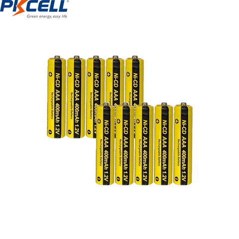 10PC PKCELL 1.2V NI-CD AAA Rechargeable Battery 400mAh  Powered with Button Top Solar lights toys batteries ► Photo 1/6