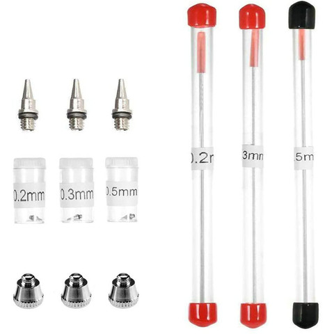 3pcs set 0.2/0.3/0.5mm Airbrush Nozzle Needle Airbrushes Spray Gun Spraying Paint Sprayer Replacement parts Tool Accessories ► Photo 1/6