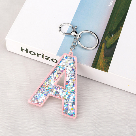 1PC Women Keychains  Glitter Hollowed-out  Words Handbag English Letter Keyring  Charms  Car Pendants ► Photo 1/6