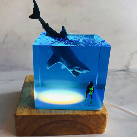 LED Night Light Shark Diver Decoration Novelty Gift for Children Bedroom Baby Room Decor USB Bedside Night Lamp YE-Hot ► Photo 1/6