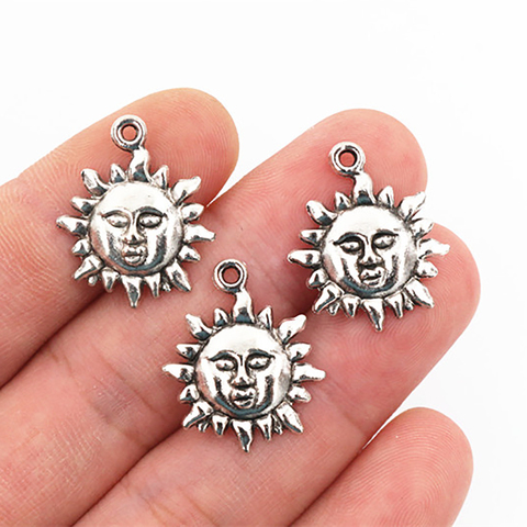 21x17mm 15pcs Antique Silver Plated Sun Handmade Charms Pendant:DIY for bracelet necklace-P1-43 ► Photo 1/2