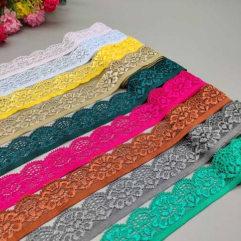 New 2Yards Quality 2.5CM/1Inch Wide Stretch Elastic Lace Ribbon White Ribbon Lace Trimmings for Sewing African Lace Fabric DIY ► Photo 1/6