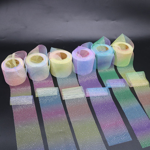 25Yards/roll 6CM Rainbow Silver Dot Foil Tulle Roll Organza Baby Shower Party Supplies DIY Hair Bows Handmade Materials ► Photo 1/6