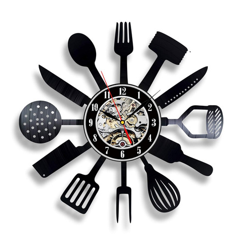 Vinyl Record Wall Clock Modern Design Decorative Kitchen Knife and Fork Kitchen Hanging Clocks Wall Watch Home Decor Silent ► Photo 1/6