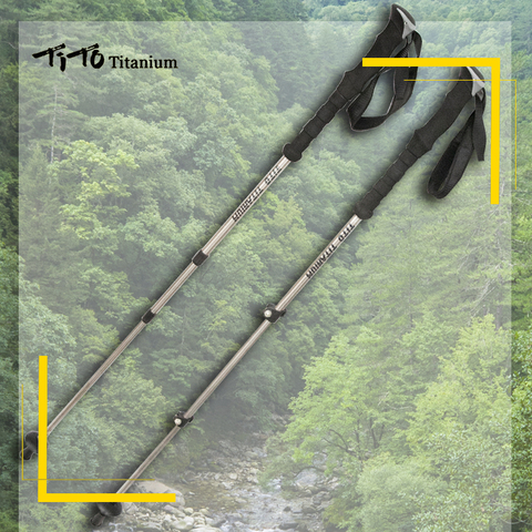 TiTo Titanium Trekking pole Outdoor Camping GR9 Titanium alloy lightweight hiking Telescopic Stick Walking Trekking pole ► Photo 1/6