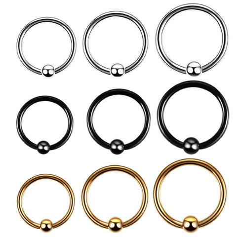 1Pcs Surgical Stainless Steel Hoop Nose Ring With Ball Nose Rings And Studs Septum Earring Body Piercing Jewelry New ► Photo 1/6