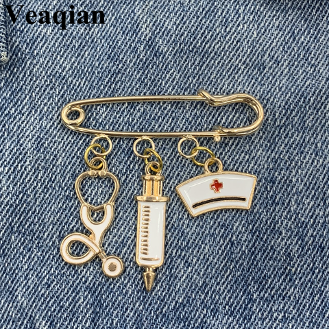 2022 / new rose gold nurse cap medical brooch syringe stethoscope, doctor nurse collar jacket lapel pin gift. ► Photo 1/6