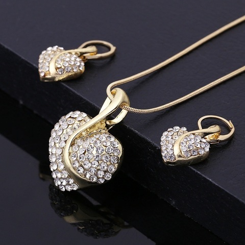 ATTRACTTO Love Heart Jewelry Sets Wedding Necklace Earrings Sets For Bridal Elegant Lady's Wedding Party Jewellery Set SET190033 ► Photo 1/6