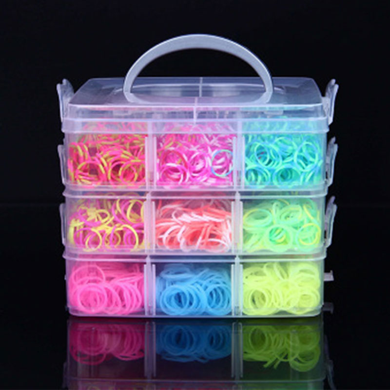 Baby Elastic Rubber Loom Bands Set Box DIY Toys Bracelet Silicone Bands  Rainbow Weave Gum Toy Handicraft Kit Girl Gift Kids Toys