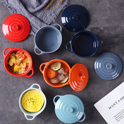 Hot Mini Ceramic Soup Stock Pot With Cover Kids Children Stew Egg Bowl Lid Saucepan Restaurant Home Kichen Used Cooking Pots ► Photo 1/6