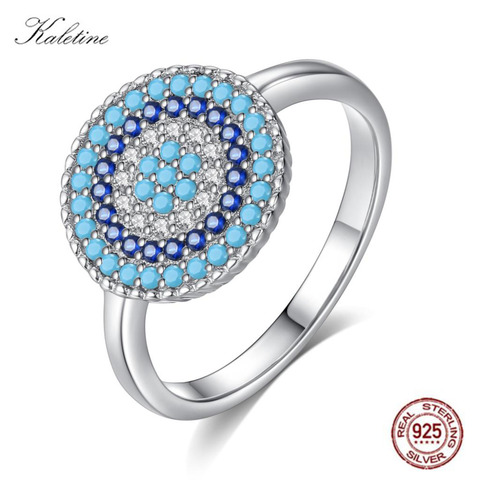 Kaletine Shinee Kpop Blue Stone Evil Eye Rings For Women 925 Sterling Silver  Charm CZ Stone Ringlet Jewelry Exo Accessories ► Photo 1/6