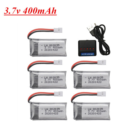 3.7V 400mah Lipo Battery For H107 H31 KY101 E33C E33 U816A V252 H6C RC Drone spare parts 802035 3.7v Battery Charger set ► Photo 1/2