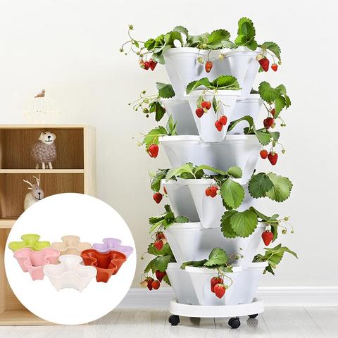 1Pc Durable Plastic Stackable Vertical Flower Plant Pot Seedling Holder Garden Planter Decor цветочный горшок ► Photo 1/6