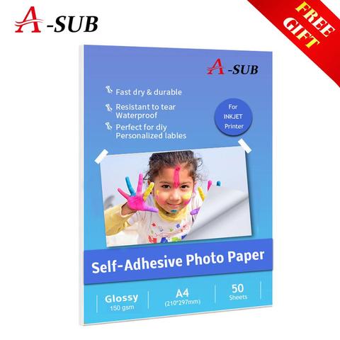 A3/A4 150g 50sheets Glossy Self Adhesive Inkjet Printing with back glue sticker photo paper ► Photo 1/5