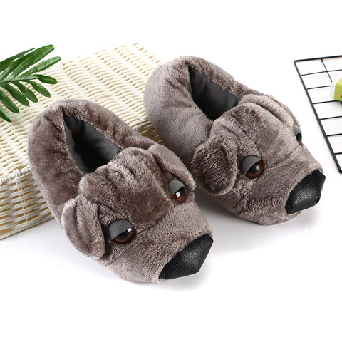 Couple funny slippers girls cool dogs plush shoes winter home slippers for women plus size 35-43 ► Photo 1/6