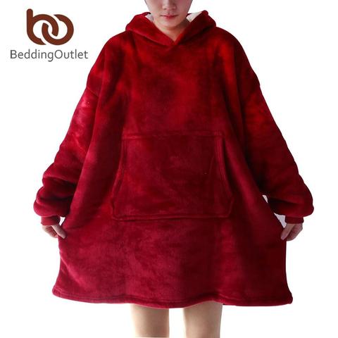 BeddingOutlet Sherpa Fleece Blanket With Sleeves Huggle Hoodie Blanket Soft Warm Plush Winter Hooded Blanket for Adults Outdoor ► Photo 1/6