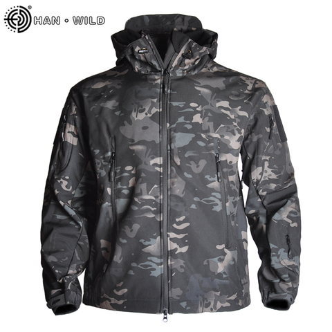 HAN WILD Men's Military Camouflage Fleece Jacket Army Tactical Jacket Fleece Clothing Multicam Male Camouflage Windbreakers ► Photo 1/6