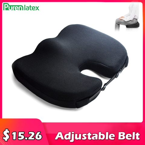 PurenLatex Non-slip Seat Cushion Memory Foam Buttock Orthopedic Pillow Breathable Adjustable Chair Pad for Tailbone Pain Relief ► Photo 1/6