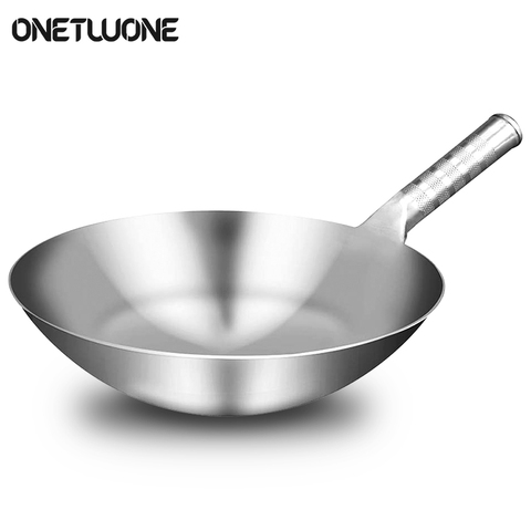 Stainless Steel  Wok 1.8mm Thick High Quality Chinese Handmade Wok Traditional Non Stick Rusting Gas Wok Cooker Pan Cooking ► Photo 1/6