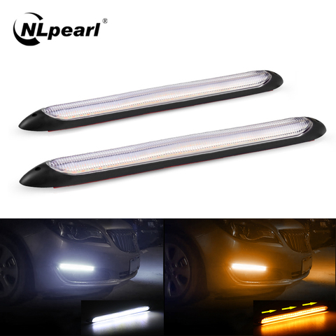 NLpearl 12V Sequential DRL LED Daytime Running Light for Car Headlight Waterprool Flow LED DRL Turn Signal Yellow Extra Light ► Photo 1/6