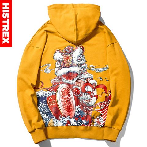 HISTREX Emboridery Printed Chinese Lion Hoodie Men Male Clothing Sweatshirts 2022 Harajuku Brand Skateboards Mens Hoodies MIUL6# ► Photo 1/1