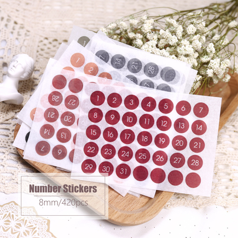 MyPretties Round Label Dot Stickers Number Stickers Planner Stickers Weekly Daily Schedule Mark Agenda Stationery Stickers ► Photo 1/6