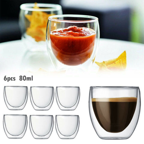 Double Walled Clear Glass Mugs 6Pcs Sets Wine Espresso Coffee Tea Cups Thermal Tumbler Glasses Glassware Beer Cup ► Photo 1/1