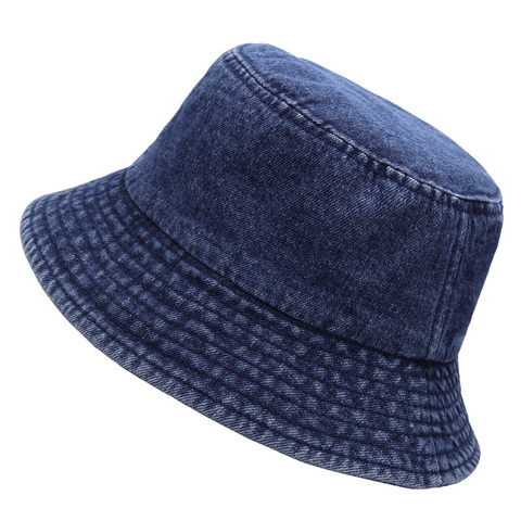 Summer Big size denim fisherman hat men's washed old sun hat women's flat bucket hats 55-58cm 58-62cm ► Photo 1/4