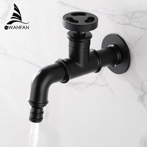 Bibcock Faucet Retro Euro Matte Black Washing Machine Faucet Toilet Mop Small Faucet Wall Mount Outdoor Garden Tap 20i04R ► Photo 1/6