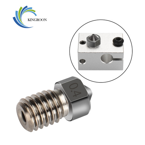 KINGROON V5 V6 Stainless Steel Nozzle M6 Screw Theard 3D Printer Part 0.25/0.35/0.4/0.5/0.6/0.8/1.0mm For 1.75mm/3mm Filament ► Photo 1/6