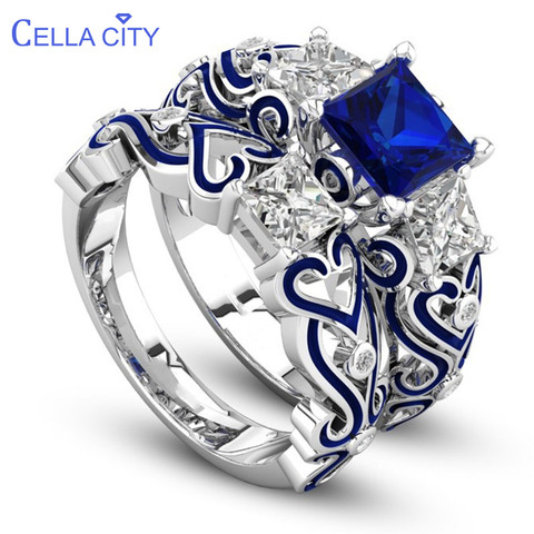 Cellacity Classic 925 Silver Rings For Women Double Layer Sapphire Ruby  Gemstone  Silver  Fine Jewelry Party Gift Wholesal ► Photo 1/6