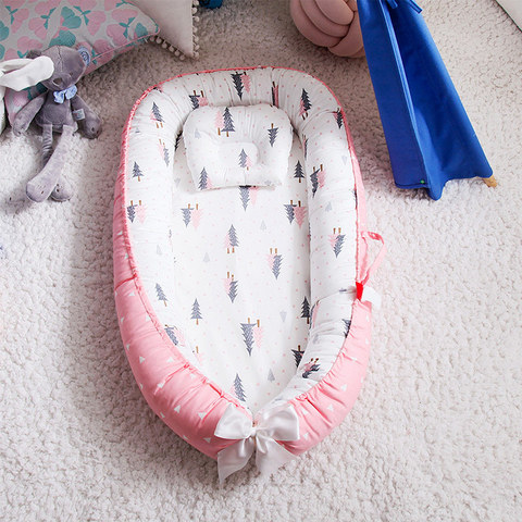 Portable Baby Crib Children's Cotton Cradle Folding Newborns Traveling Cots Striped Printed Child Lounger Bed Infant Playpen Bed ► Photo 1/6
