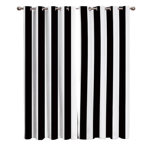 Simple Black And White Stripes Curtains Decor Swag Kids Room Curtain Panels With Grommets Window Treatment Valances Window ► Photo 1/6