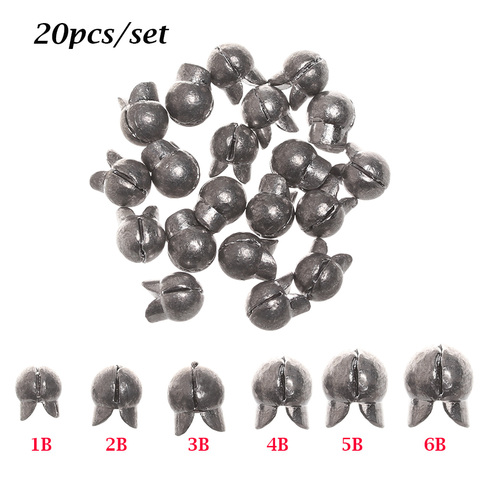 20X 1B/ 2B/3B/4B/5B/6B Round Shot Fishing Lead Fall Sinker Hook Connector Split Opening Mouth Line Sinkers Additional Weight ► Photo 1/6