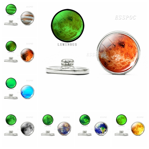 Luminous 18mm Snap Solar System Galaxy Glass Cabochon Button Jupiter Moon Venus Mercury DIY Jewelry for Friends Special Gifts ► Photo 1/6