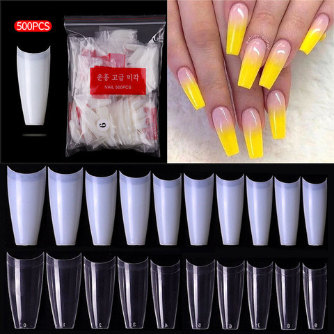 Buy Online 500pcs French Ballerina Fake Nail Tips Artificial False Nails Acrylic Half Tips Clear Uv Gel Manicure Tip For Nails Art Salon Alitools
