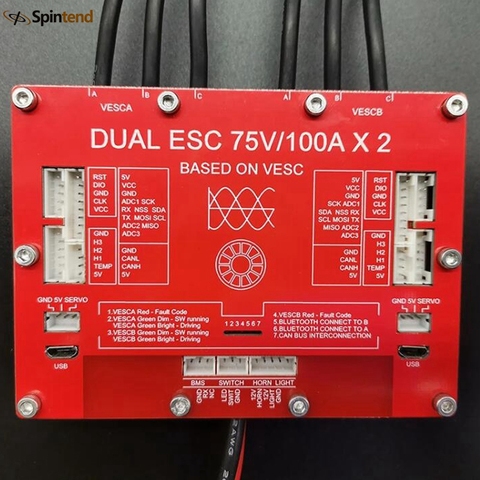 75V200A Dual Motor Controller with 2.4Ghz Receiver Bluetooth Integrated Based on75V300A VESC for Ebike Electric Skateboard Robot ► Photo 1/6