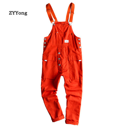 2022 New Mens Bib Overalls Jumpsuits Moto Biker Jeans Pants Trousers Male Solid Casual Long Pants Clothing ► Photo 1/6