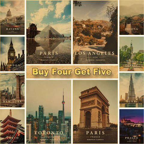 Home Decor Vintage Travel Poster New York City Posters Kraft Paper Landscape Art Painting Living Room Bar Wall Picture ► Photo 1/6