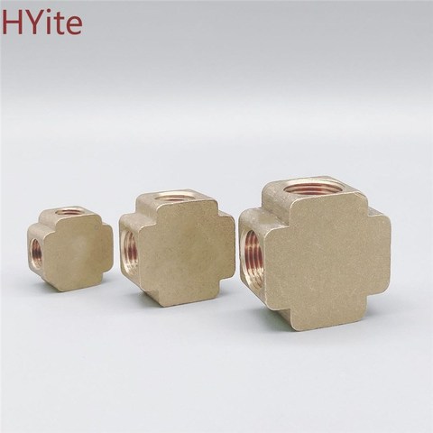 square script 4 Ways Brass Pipe fittings Equal Female Connector 1/8