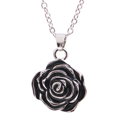 Fashion Black Rose Flower Pendant Necklace Choker Charm For Ashes Urn Jewelry Memorial Pendant ► Photo 1/6