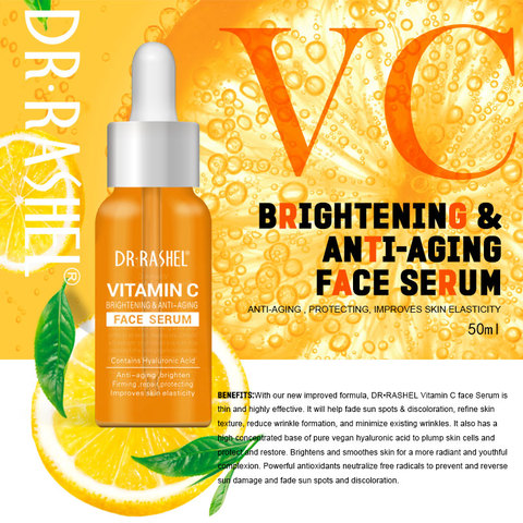 DR.RASHEL Vitamin C Facial Essence Liquid Freckle Removal Acne Scars Hyaluronic Acid Anti-wrinkle VC Face Serum Fade Dark Spot ► Photo 1/6