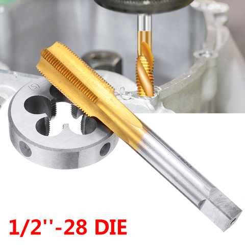 High Speed Steel UNEF Silver&Golden UNEF 1/2 -28 HSS Titanium Coated Tap & Round Die Set Right Hand Thread Tool ► Photo 1/1