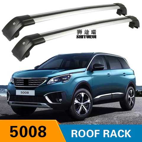 SHITURUI 2Pcs Roof bars For PEUGEOT 5008 2016  2022  Aluminum Alloy Side Bars Cross Rails Roof Rack Luggage Carrier ► Photo 1/4