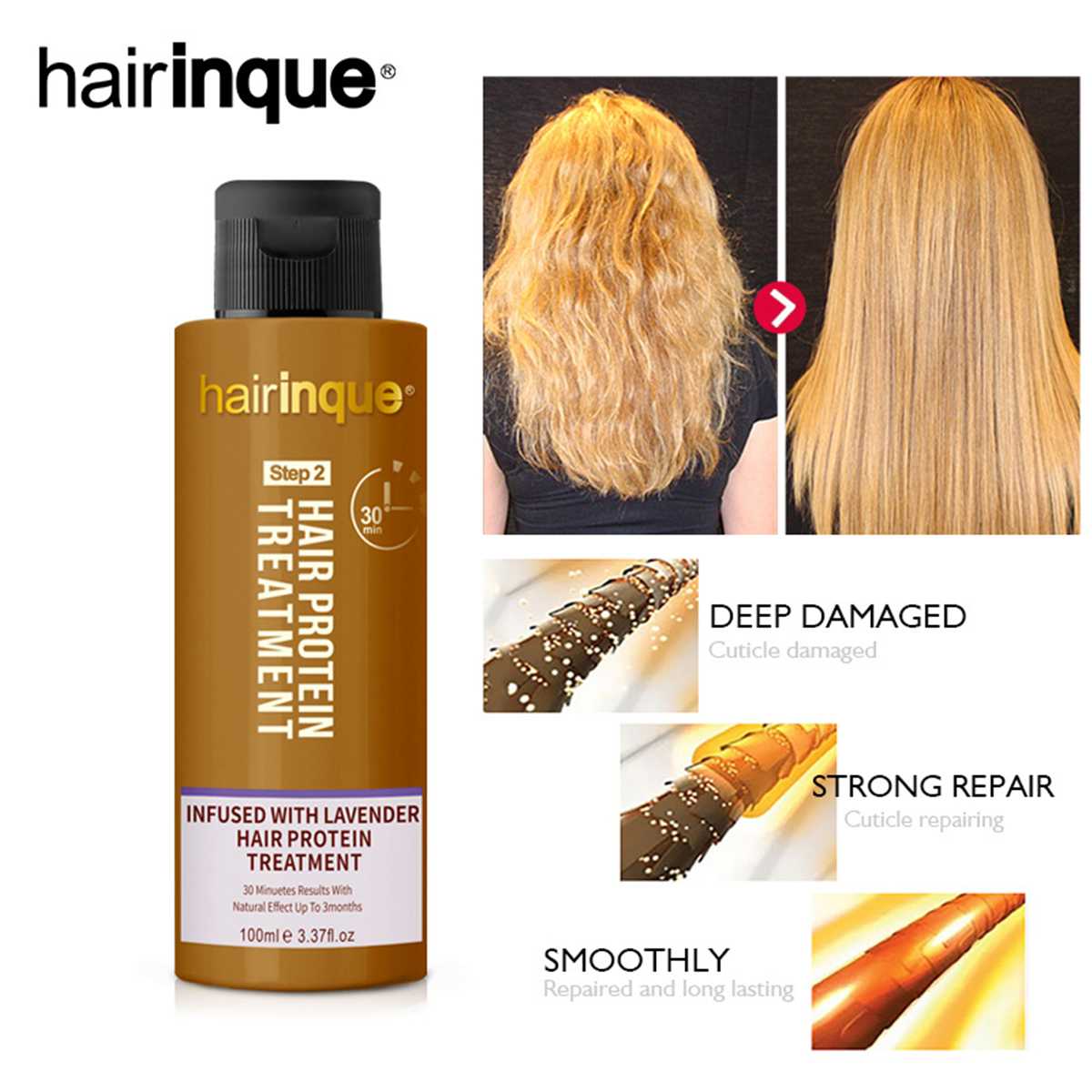 100ml Hairinque 12% Lavender Flavor Hair Protein Treatment to Straighten  Damaged and 5%Hair Protein Hair Repair Curly Hair Care - Price history &  Review | AliExpress Seller - Shanger Store 