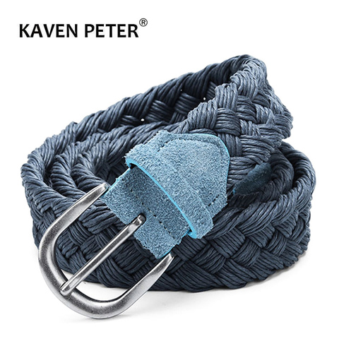 Suede Leather Braided Belt With Wax Rope Knitted Without Holes Cotton Weave Blue Belts Handwork Belts From 30