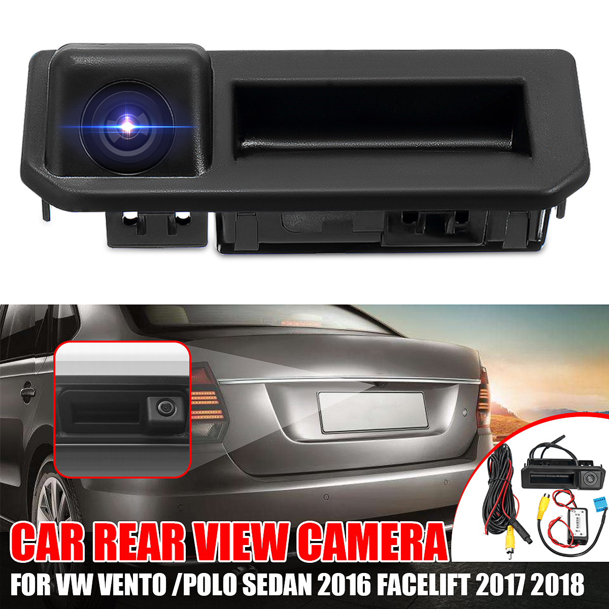 Rear Trunk Tailgate Back Door Handle Rear View Parking Backup Camera HD For VW Vento Polo Sedan Facelift 2017 2022 ► Photo 1/6